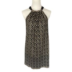 Trina Turk Black and Gold Embroidered Halter Rancho Dress Women’s Size XS